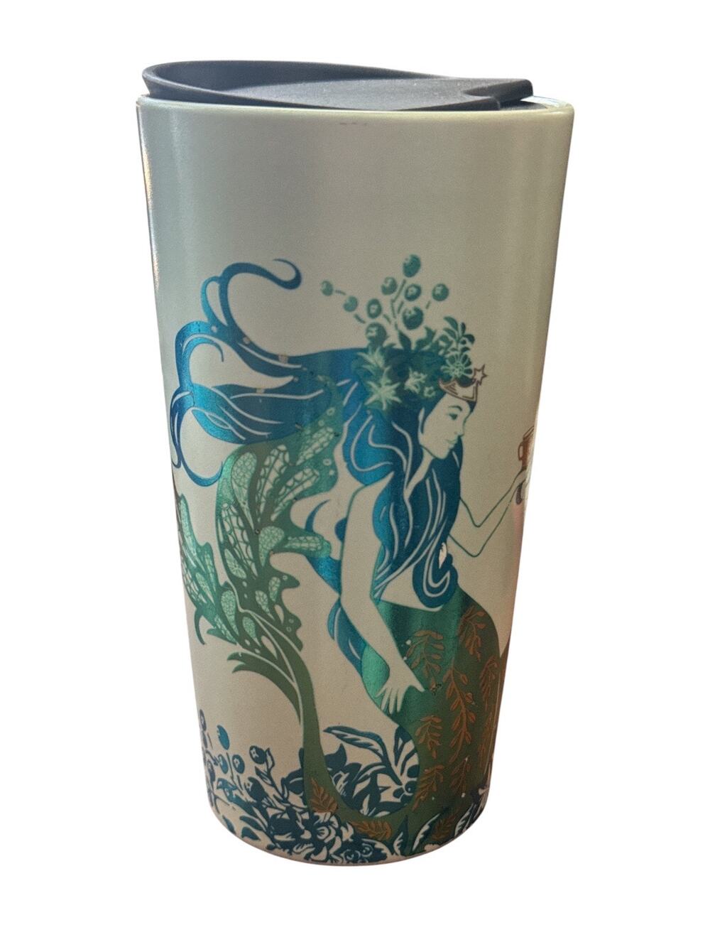 Starbucks 2022 Siren Holding Cup Teal Gold Travel Mug with Lid